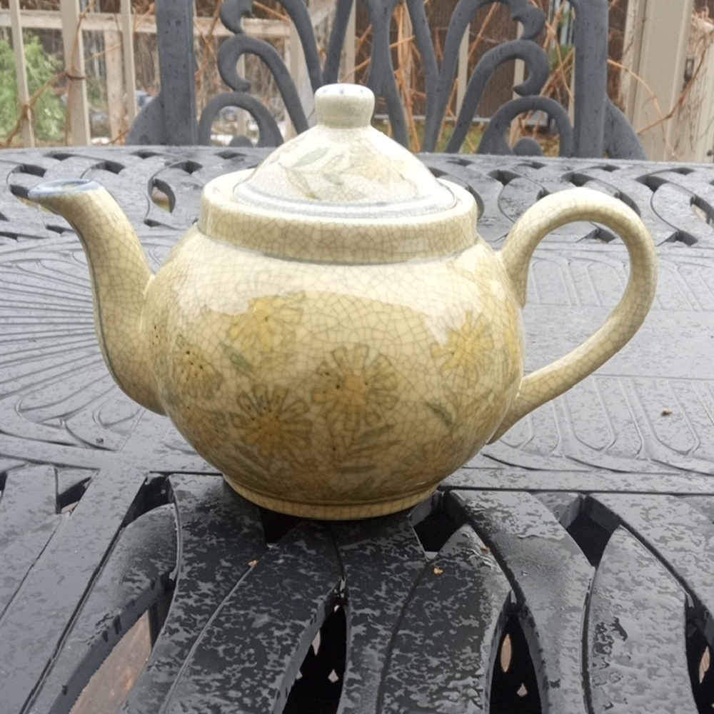 April Cornell Cream and Yellow Floral Teapot